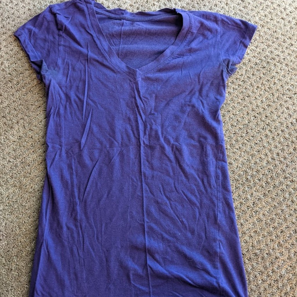 Purple, V-Neck, Short Sleeve, Tee
